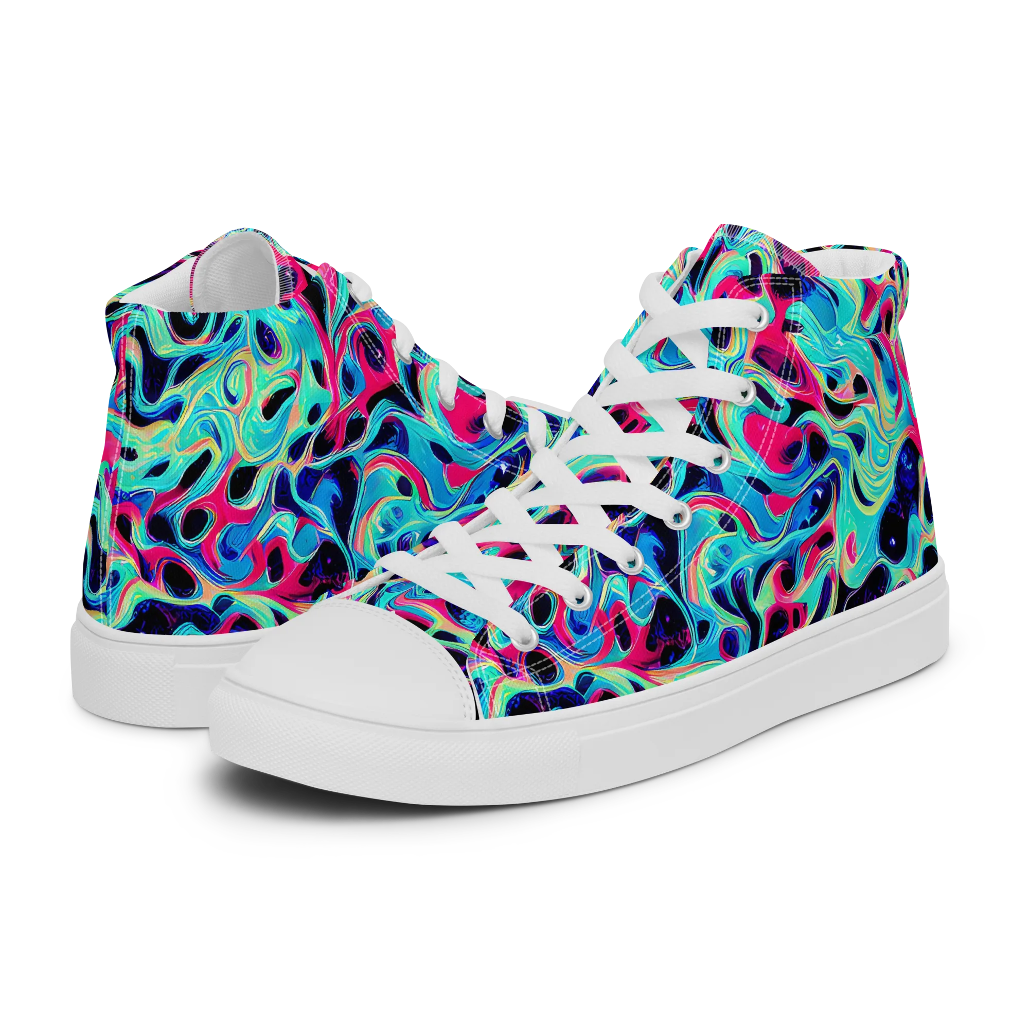 Melted Spectrum on Women's High Top Canvas Shoes — Left