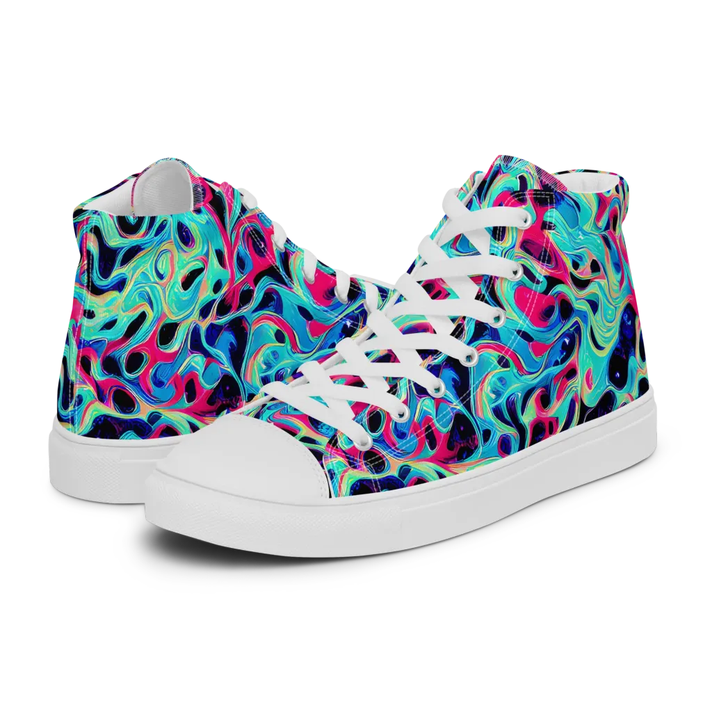 Melted Spectrum on Women's High Top Canvas Shoes — Left