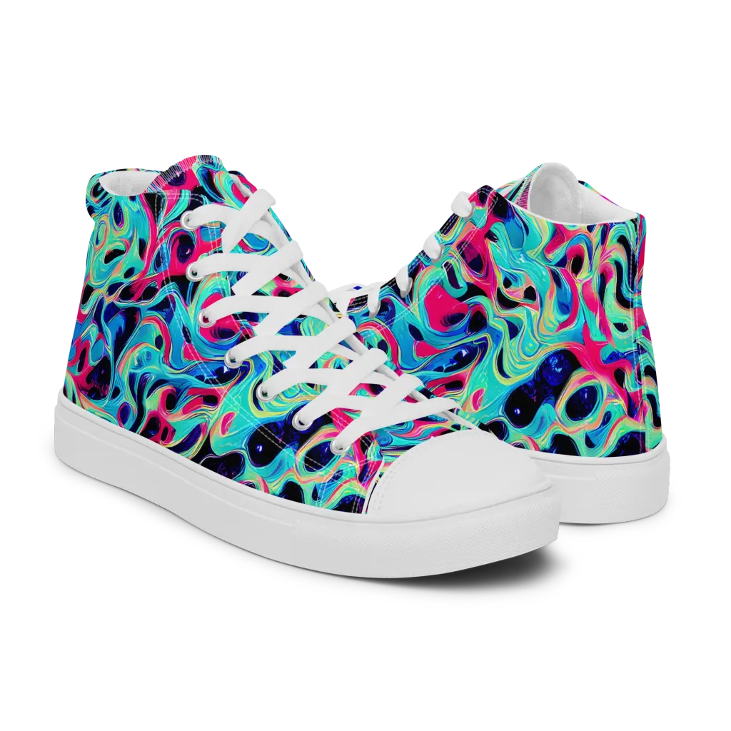 Melted Spectrum on Women's High Top Canvas Shoes — Right