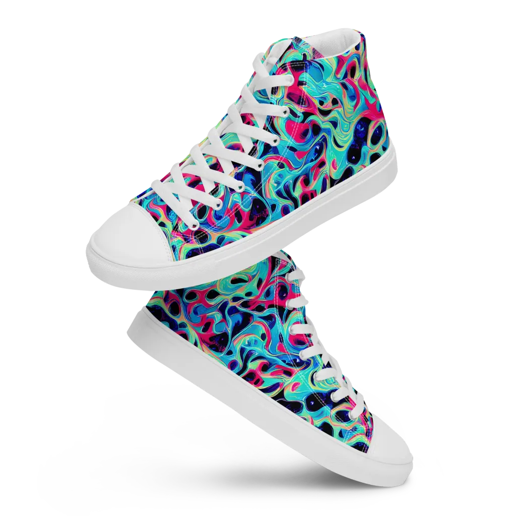 Melted Spectrum on Women's High Top Canvas Shoes — Front