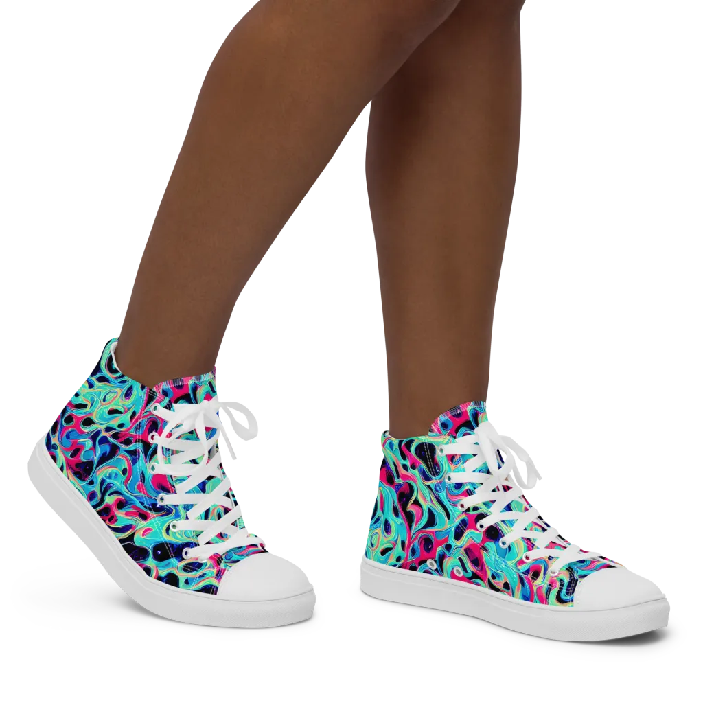 Melted Spectrum on Women's High Top Canvas Shoes — Right