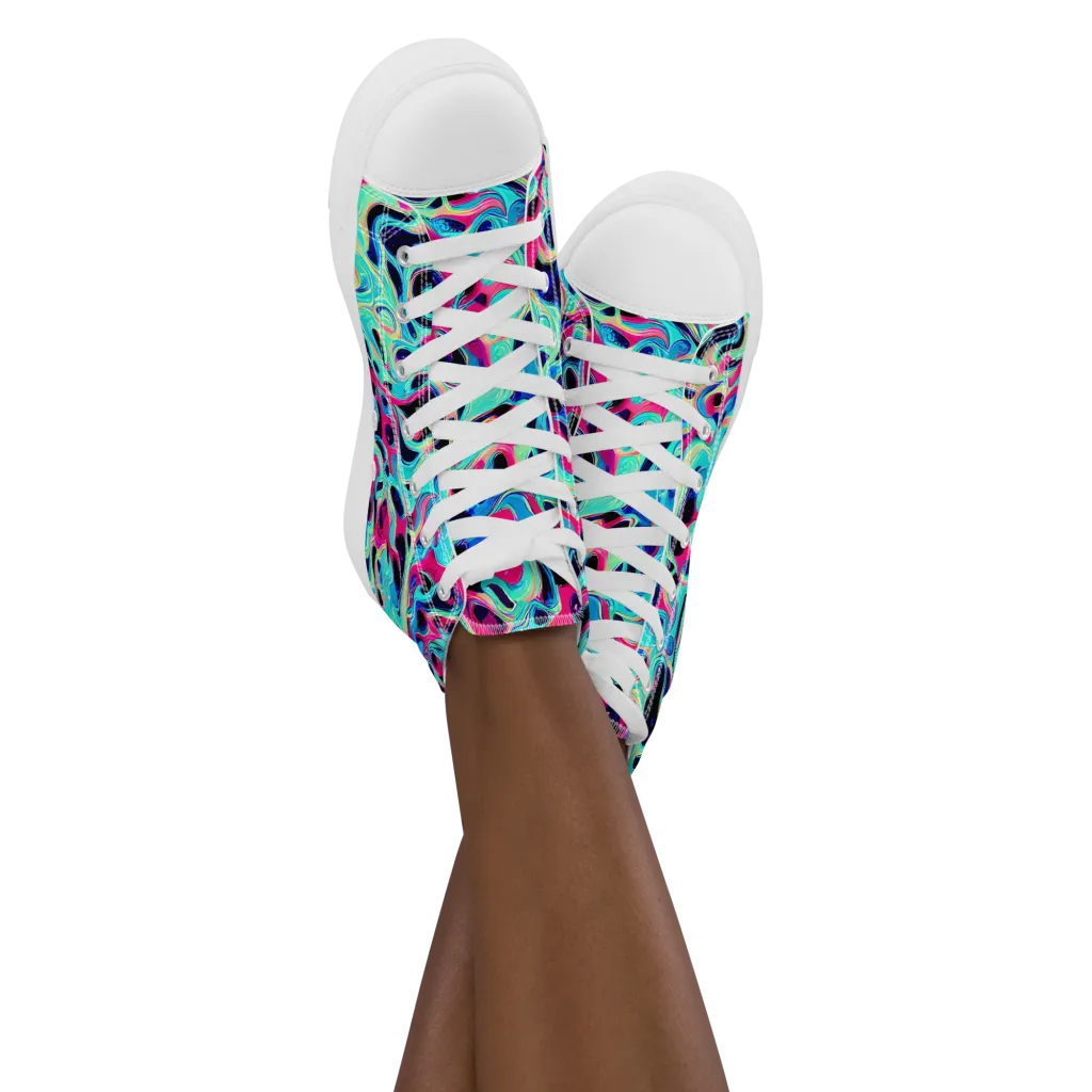 Melted Spectrum on Women's High Top Canvas Shoes — Front