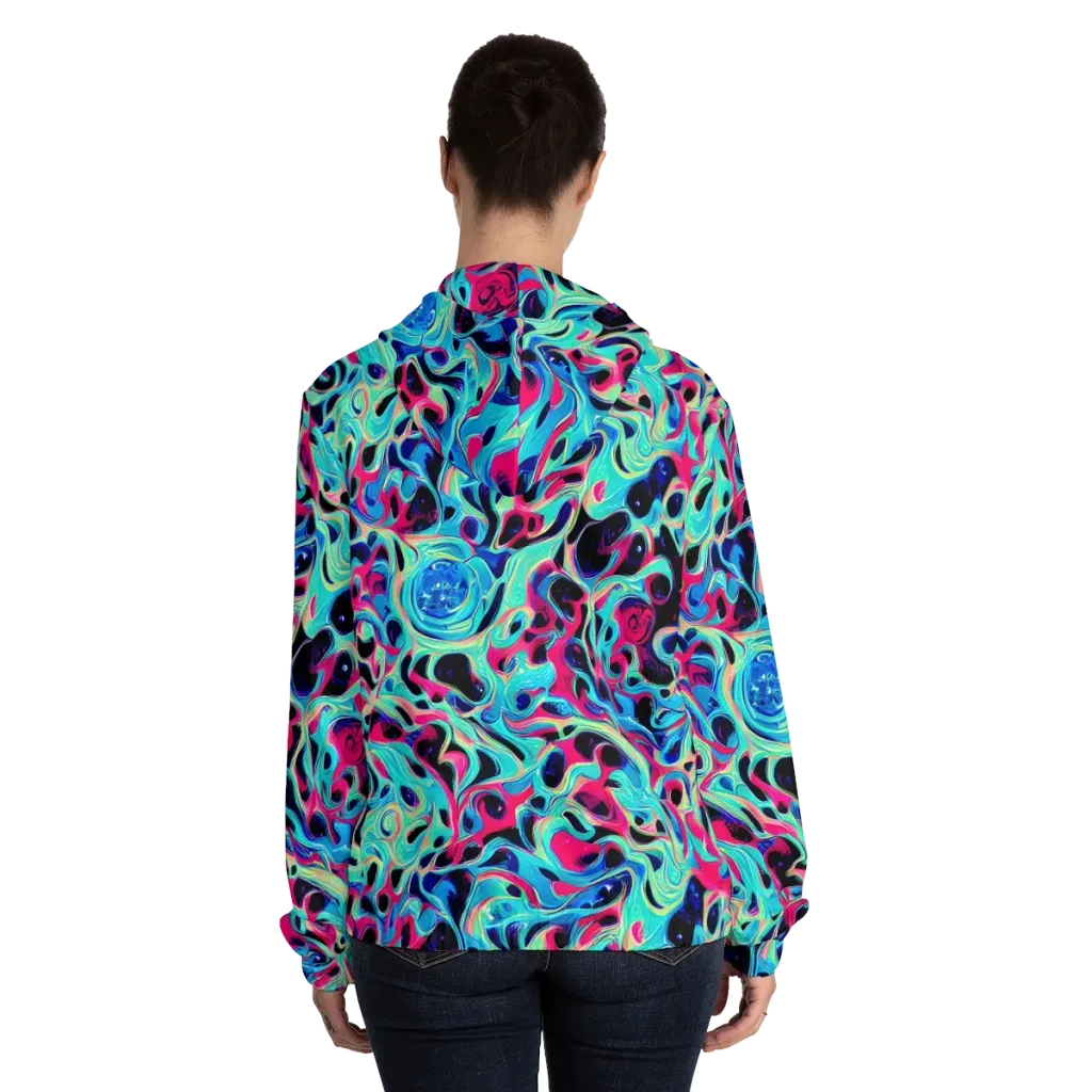 Melted Spectrum on Women's Full-Zip Hoodie — Back On Person