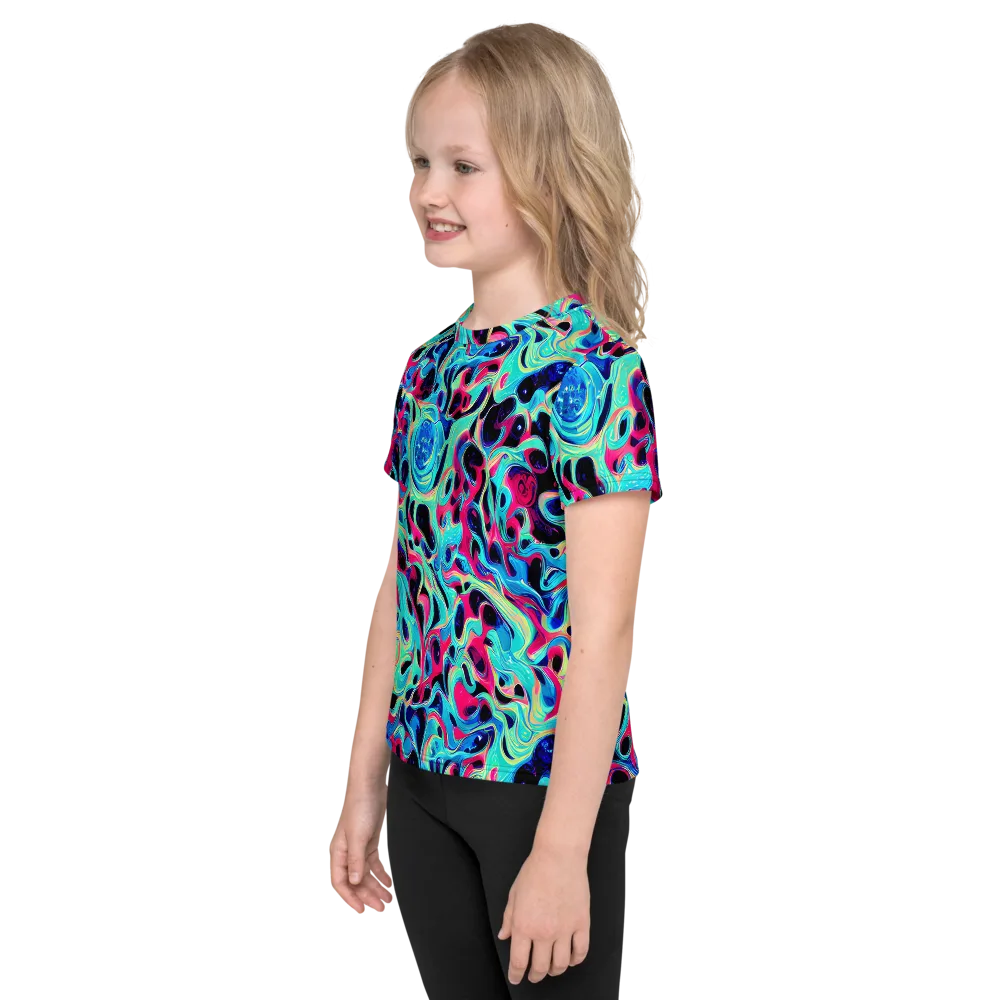 Melted Spectrum on Kids Crew Neck T-Shirt — Left