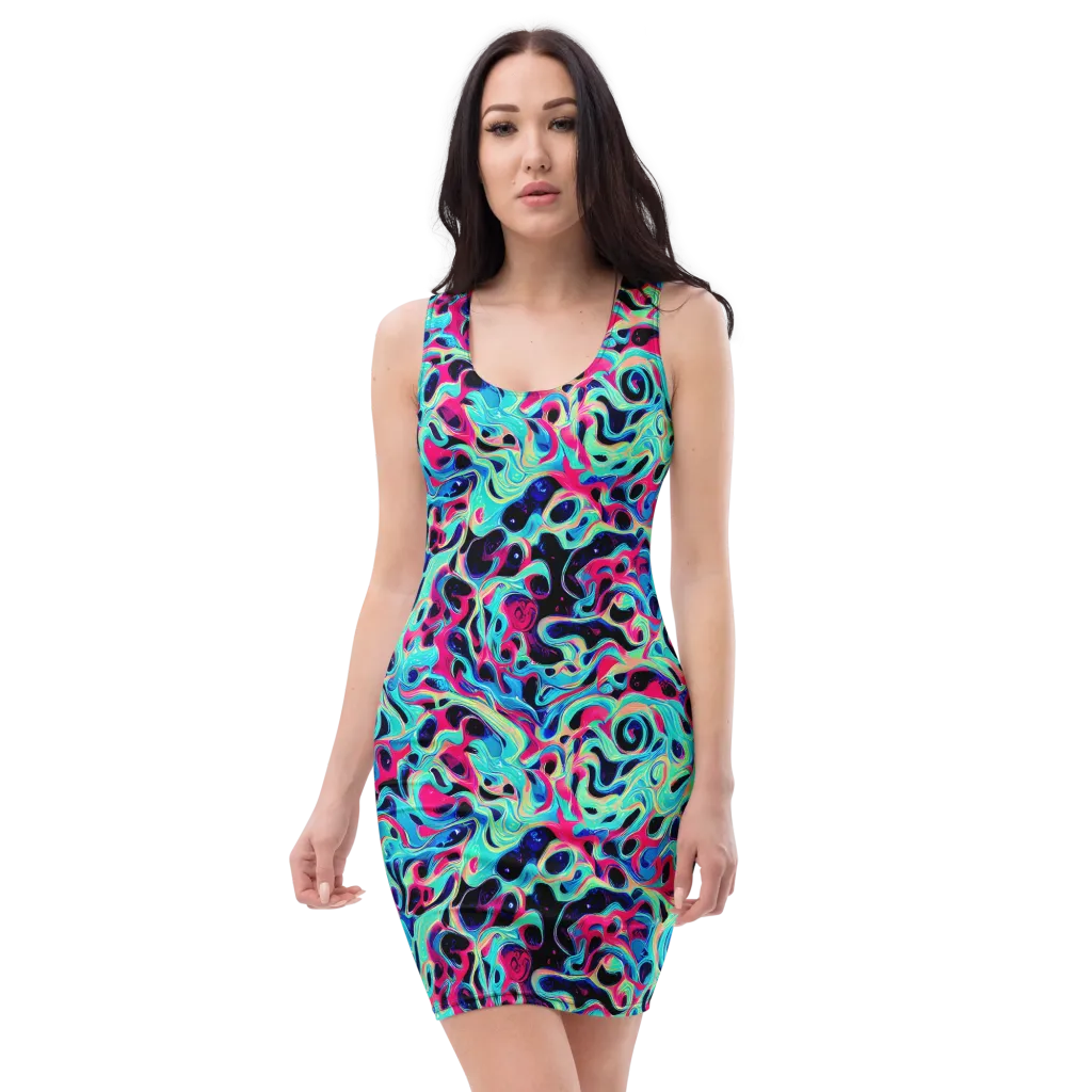 Melted Spectrum on Bodycon Dress — Front