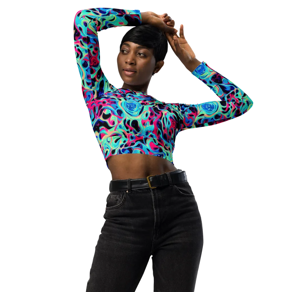 Melted Spectrum on Long Sleeve Crop Top — Front