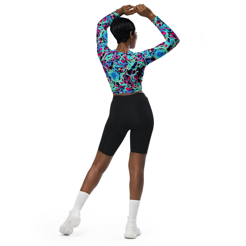 Melted Spectrum on Long Sleeve Crop Top — Back