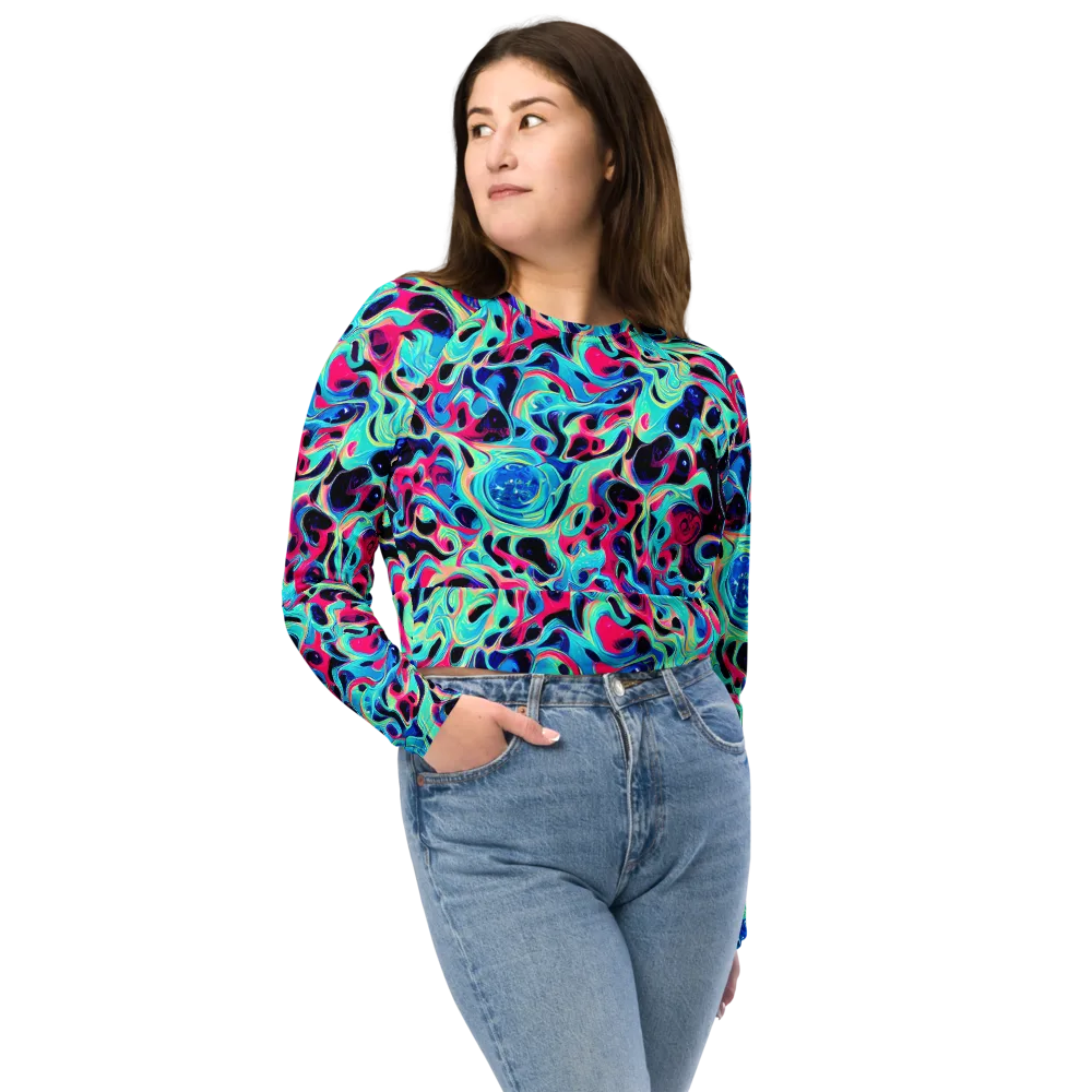 Melted Spectrum on Long Sleeve Crop Top — Front