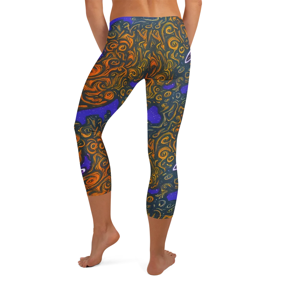 Orbiting Ember on Capri Leggings — Back