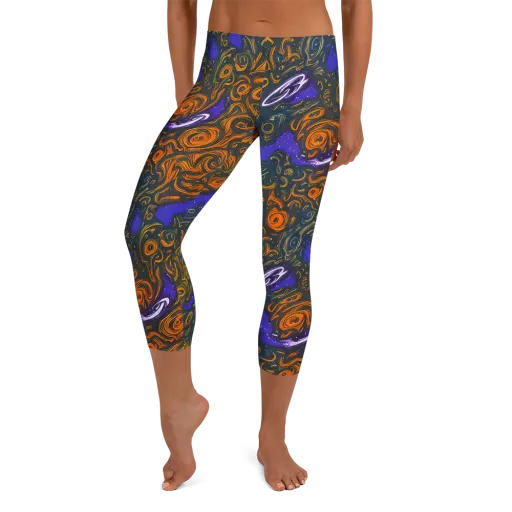 Orbiting Ember on a Capri Leggings