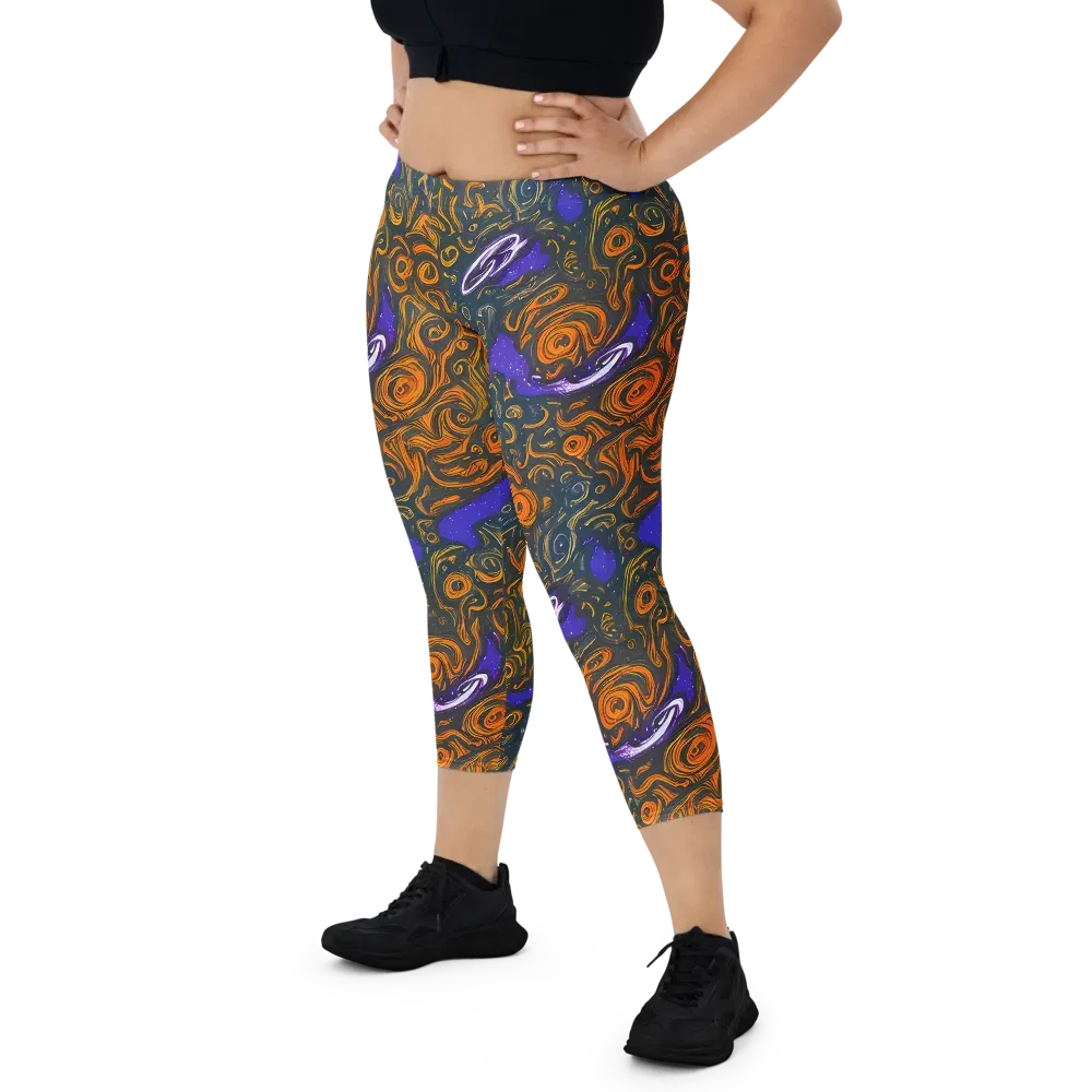 Orbiting Ember on Capri Leggings — Front