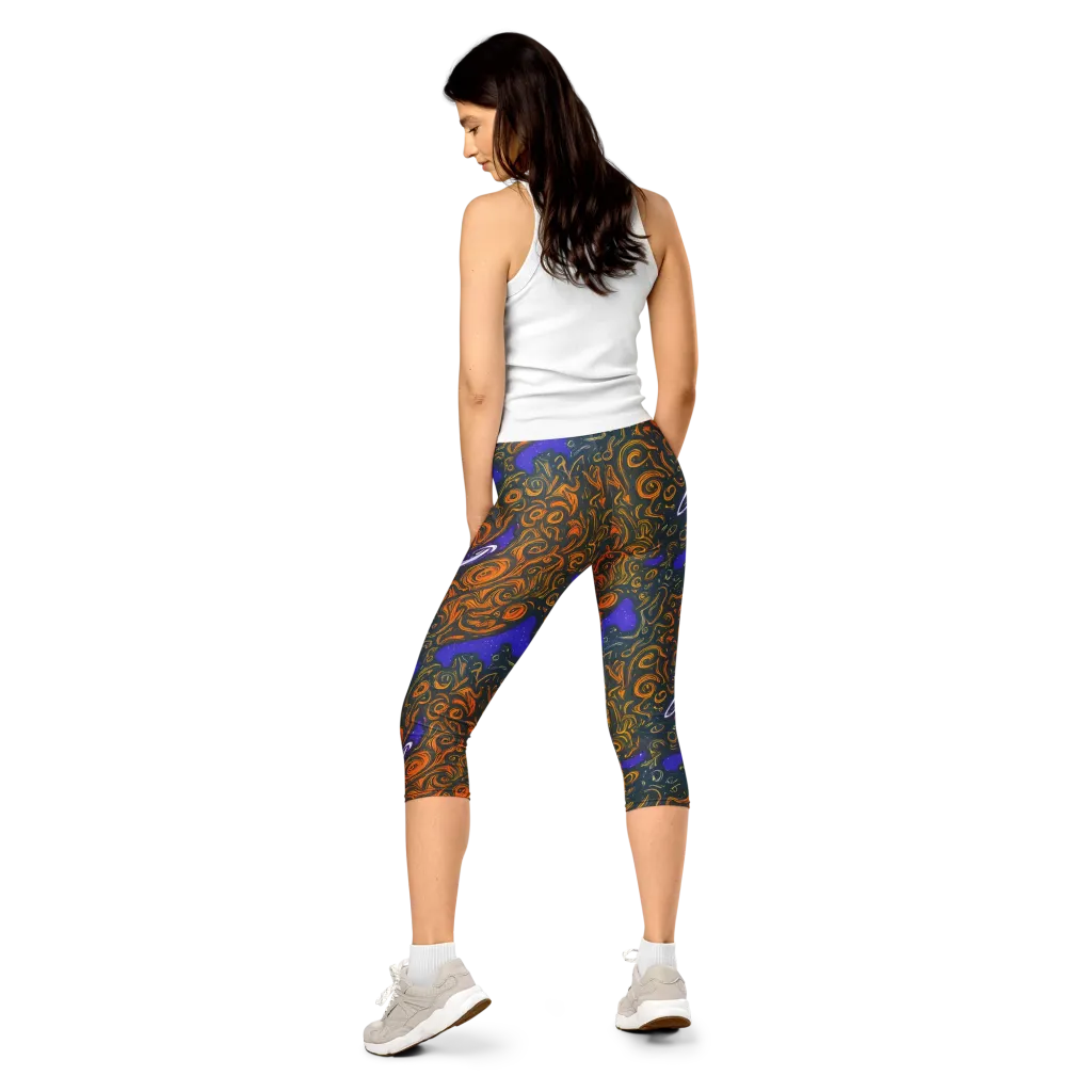 Orbiting Ember on Capri Leggings — Back
