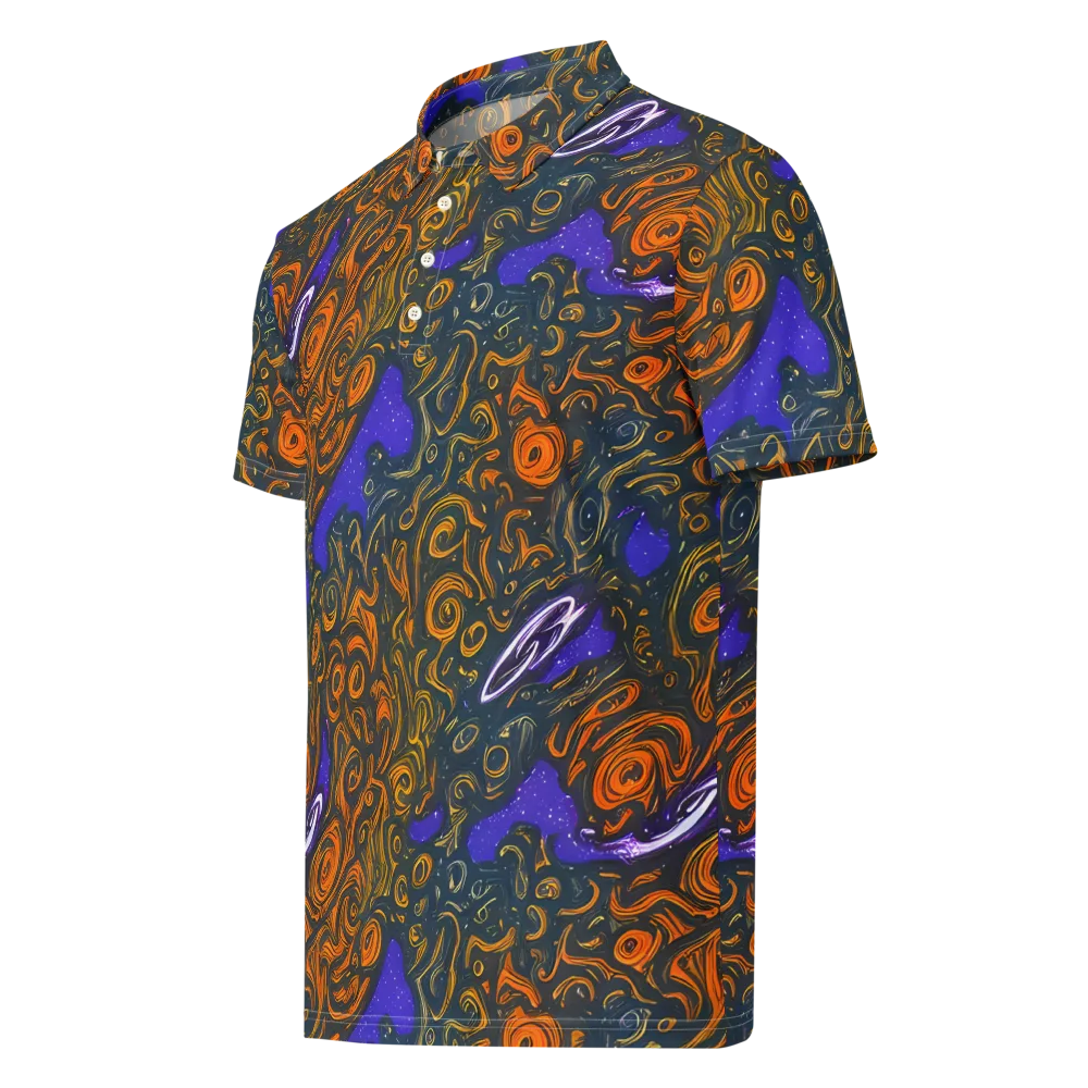 Orbiting Ember on Men's Slim Fit Polo Shirt — Left Front