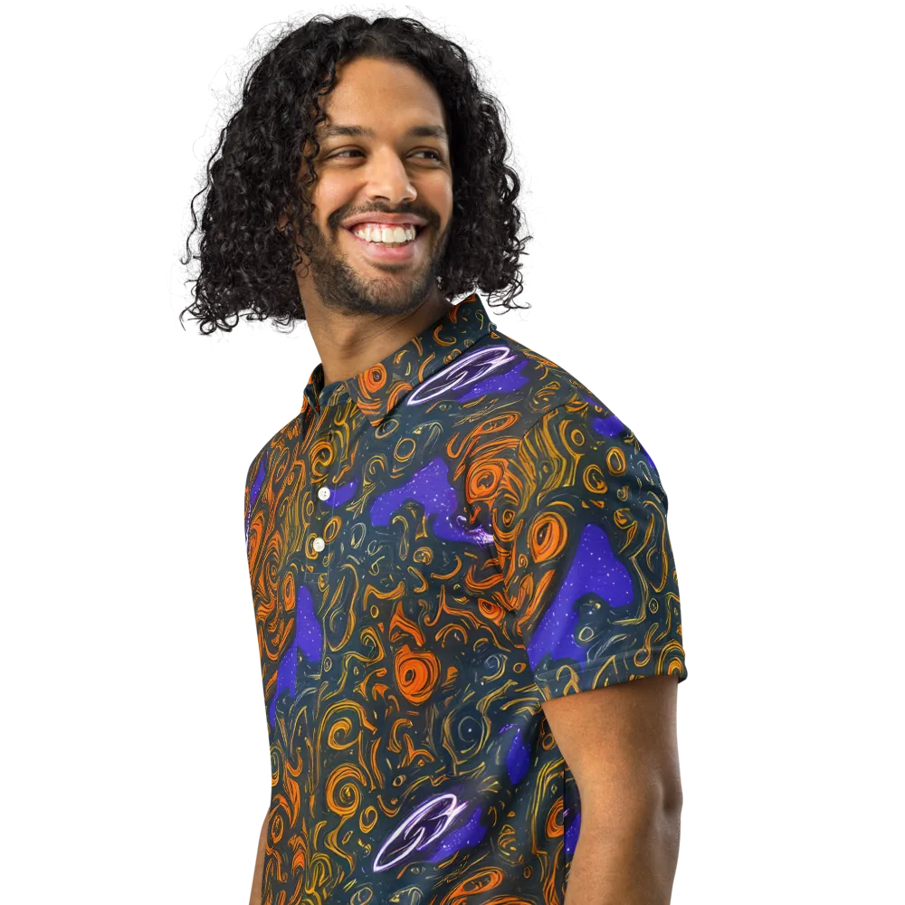 Orbiting Ember on Men's Slim Fit Polo Shirt — Left Front