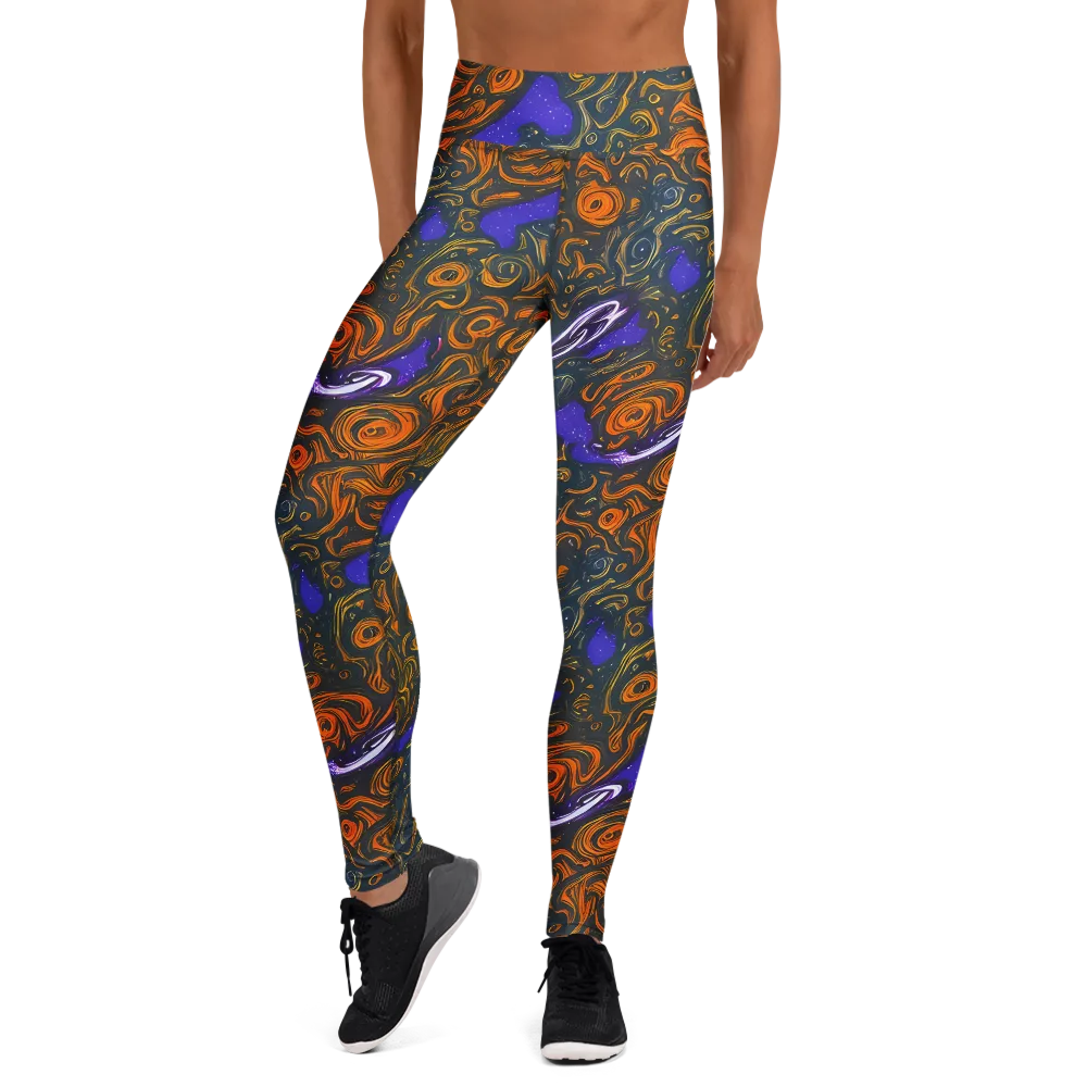 Orbiting Ember on Yoga Leggings — Front