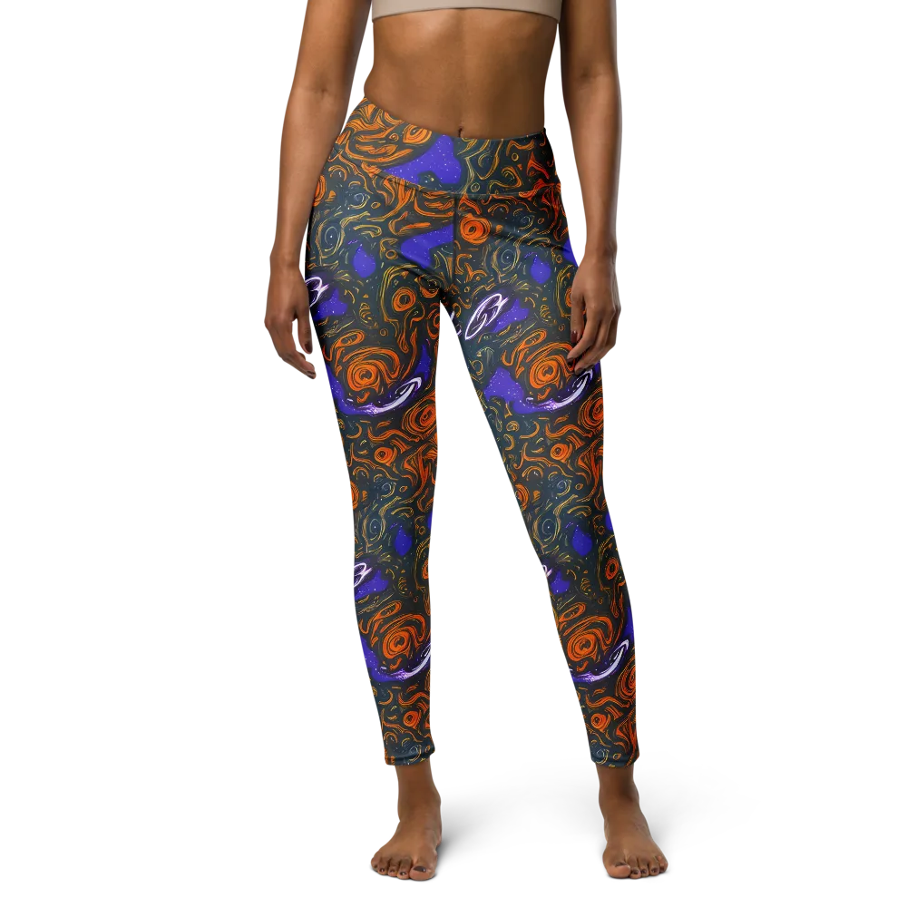 Orbiting Ember on Yoga Leggings — Front