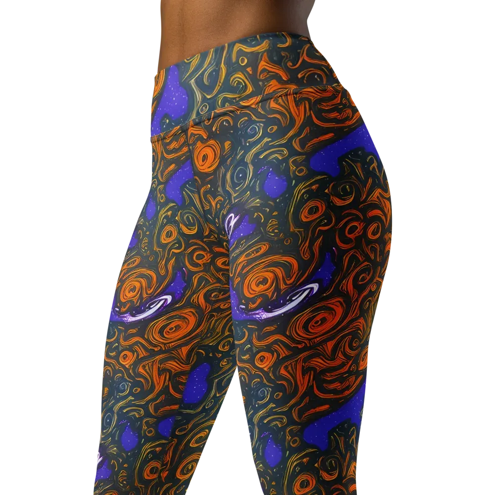 Orbiting Ember on Yoga Leggings — Left Front