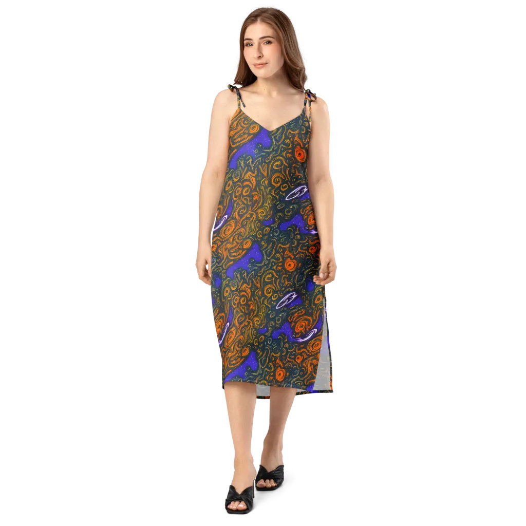 Orbiting Ember on Slip Dress — Front