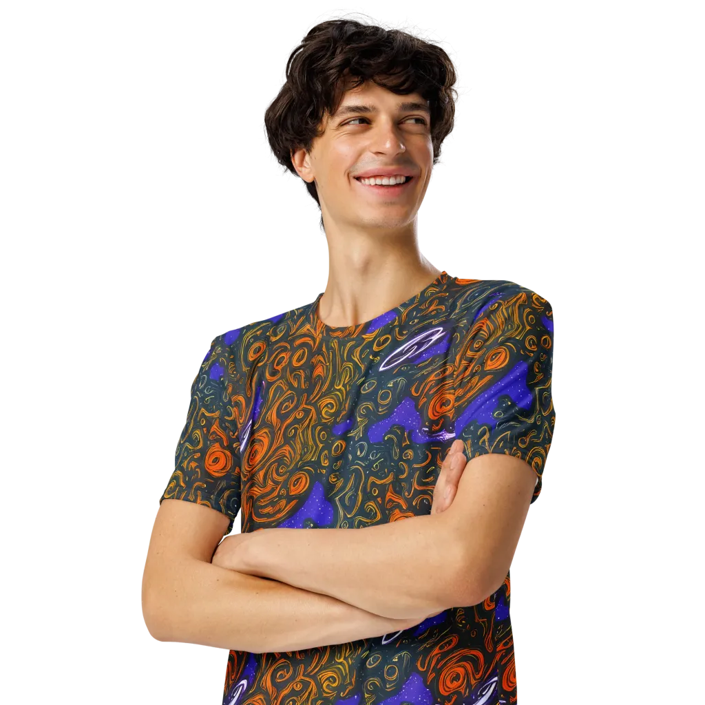 Orbiting Ember on Men's Crew Neck T-Shirt — Left Front