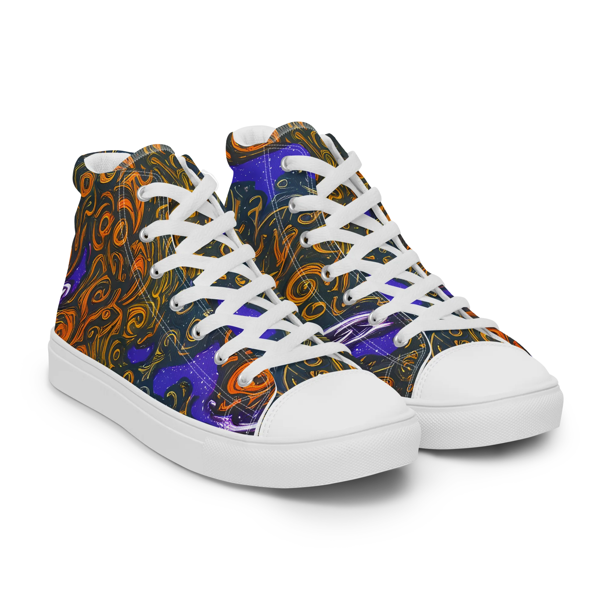 Orbiting Ember on Men's High Top Canvas Shoes — Right Front