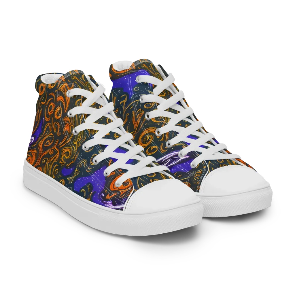 Orbiting Ember on Men's High Top Canvas Shoes — Right Front