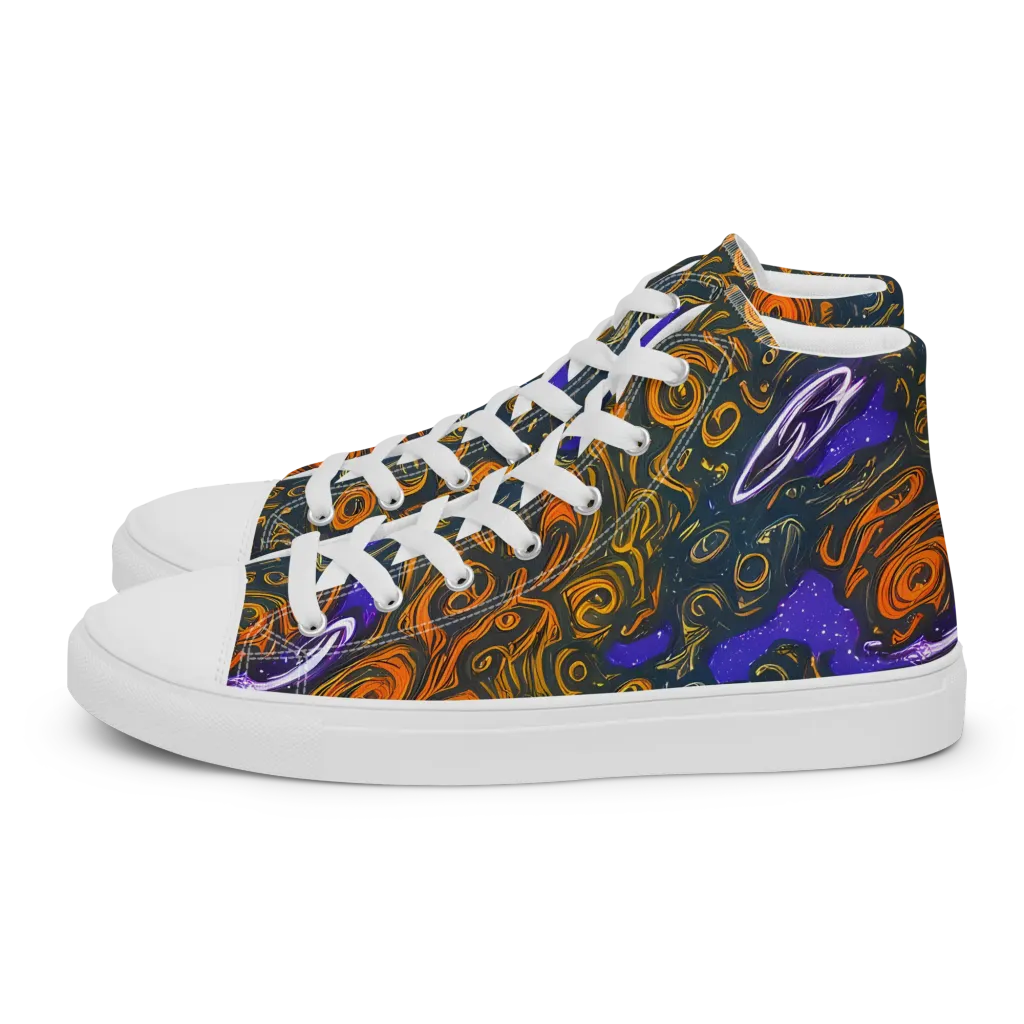 Orbiting Ember on Men's High Top Canvas Shoes — Left