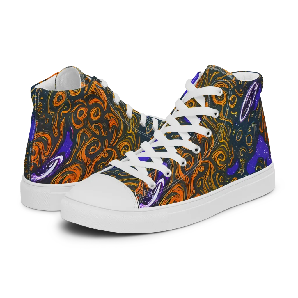 Orbiting Ember on Men's High Top Canvas Shoes — Left