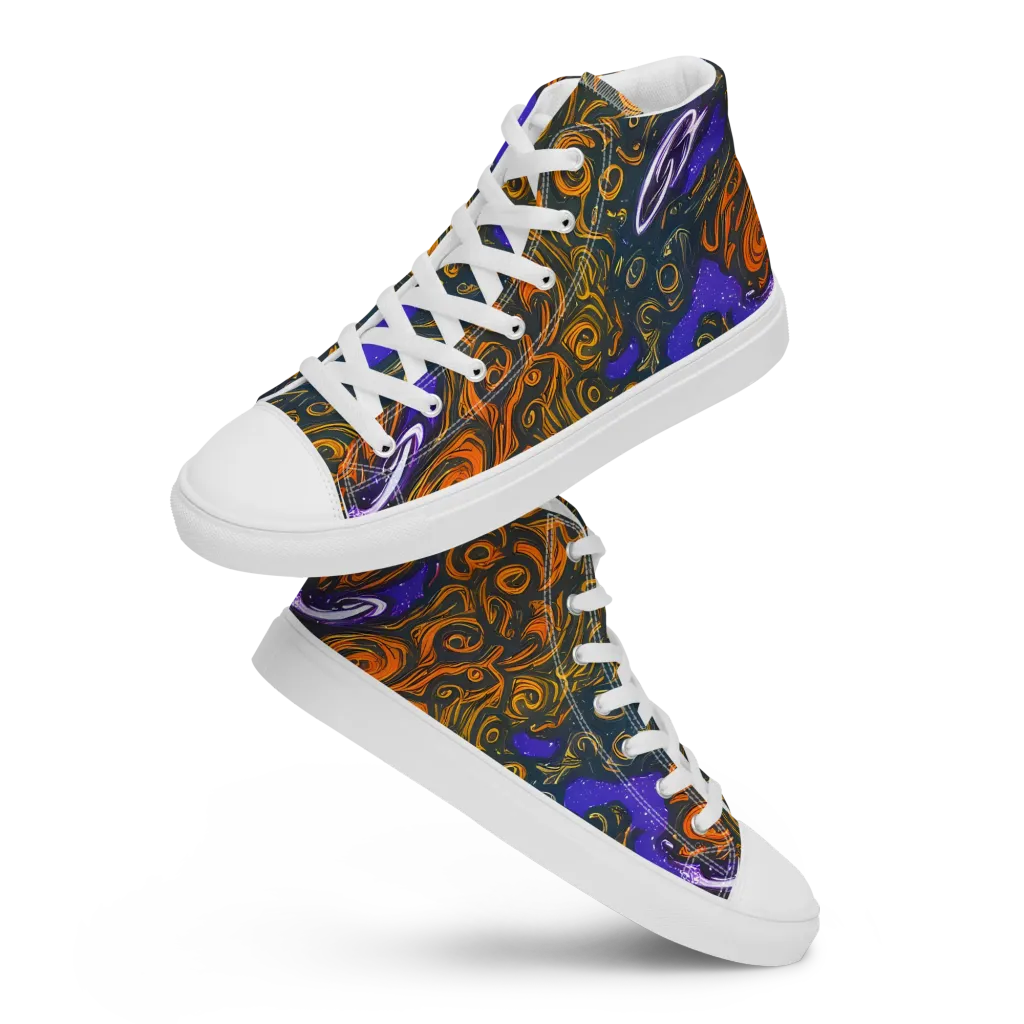 Orbiting Ember on Men's High Top Canvas Shoes — Front