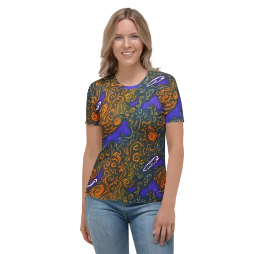 Orbiting Ember on a Women's Crew Neck T-Shirt