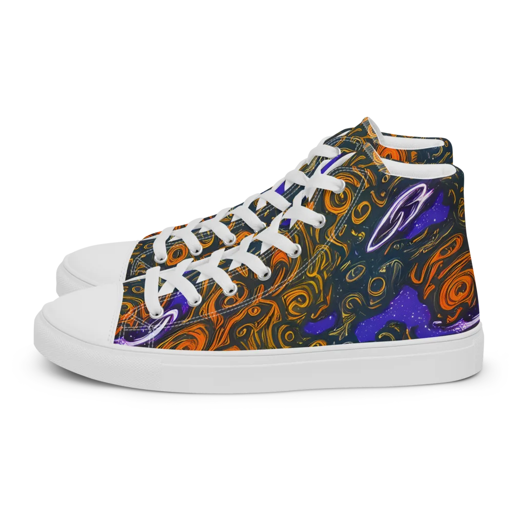 Orbiting Ember on Women's High Top Canvas Shoes — Left