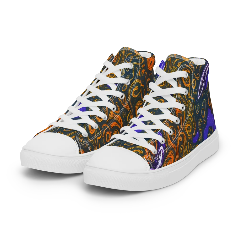 Orbiting Ember on Women's High Top Canvas Shoes — Left Front