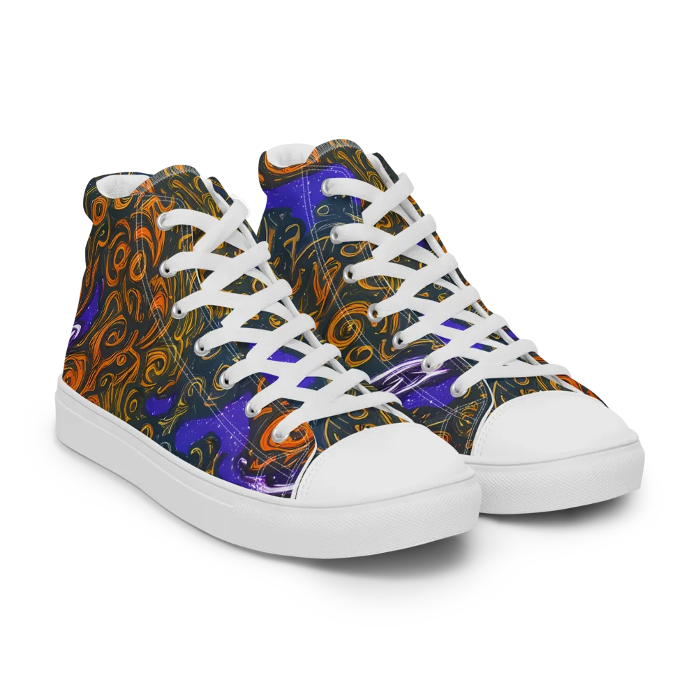 Orbiting Ember on Women's High Top Canvas Shoes — Right Front