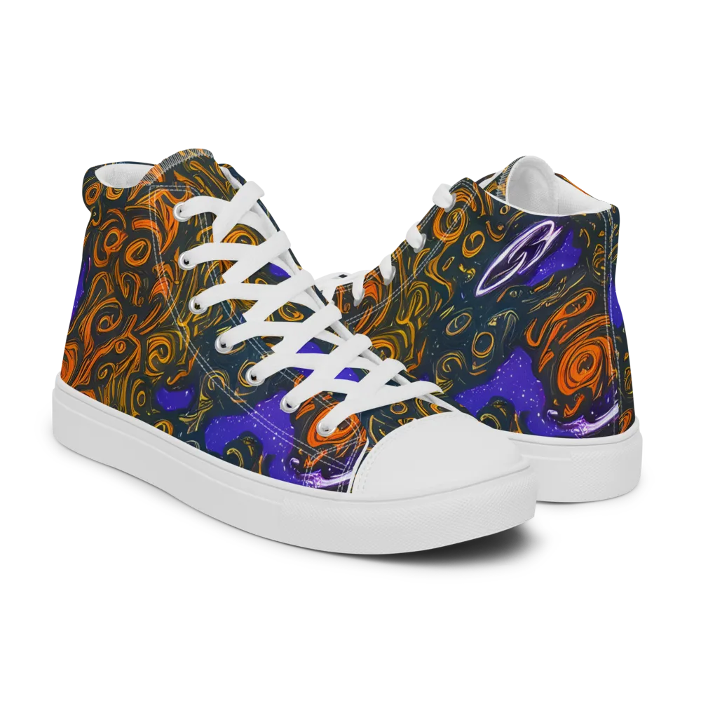 Orbiting Ember on Women's High Top Canvas Shoes — Right
