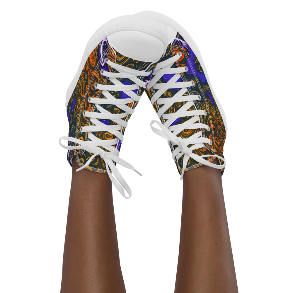 Orbiting Ember on Women's High Top Canvas Shoes — Front