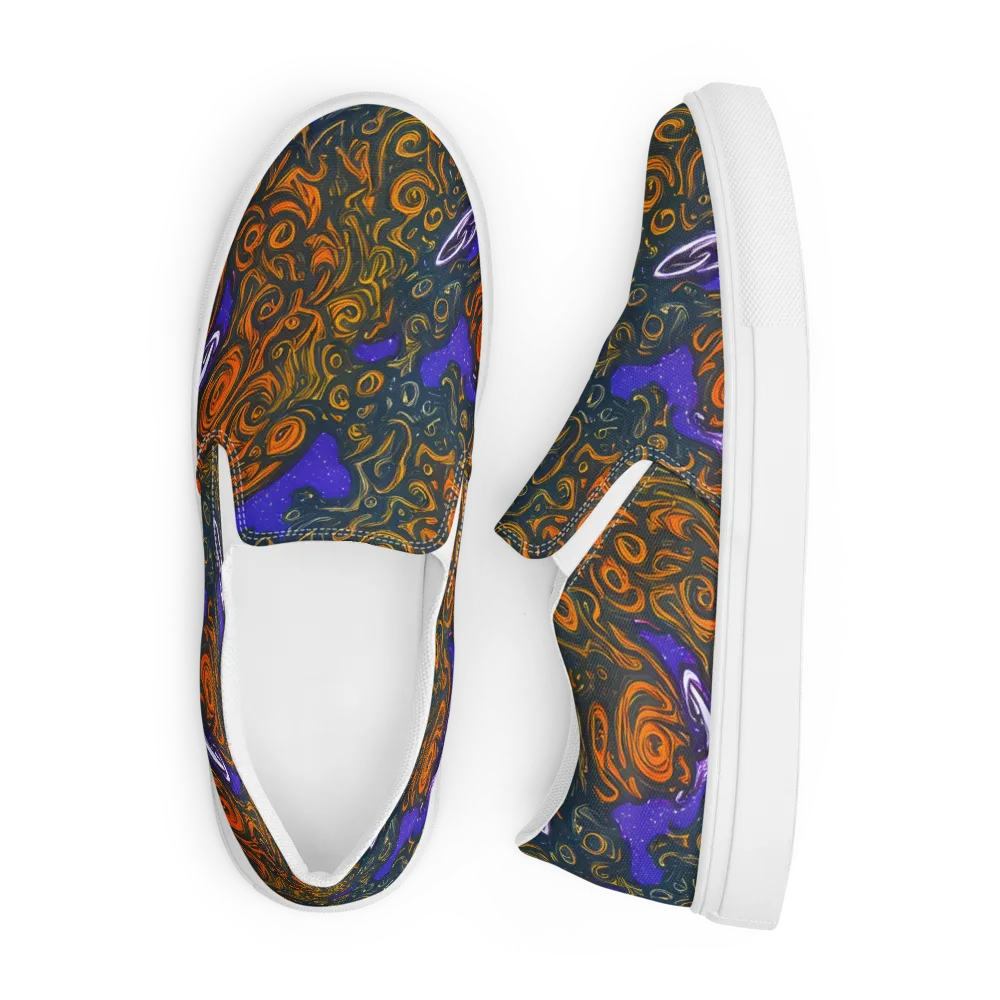 Orbiting Ember on Men's Slip-On Canvas Shoes — Front