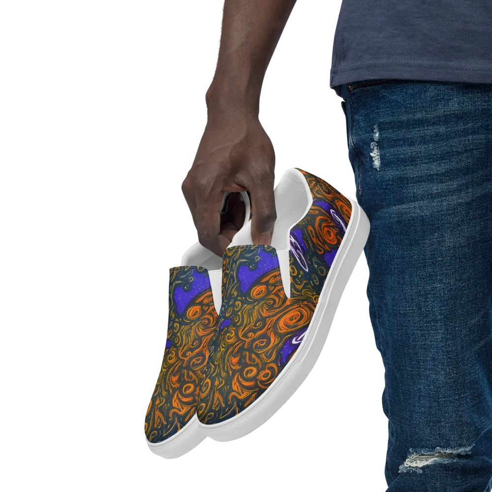 Orbiting Ember on Men's Slip-On Canvas Shoes — Left Front