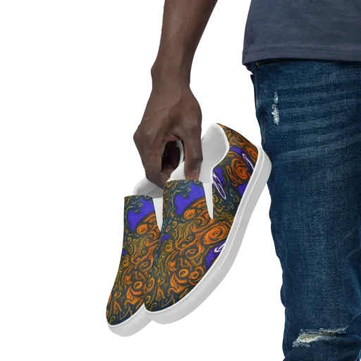 Orbiting Ember on a Men's Slip-On Canvas Shoes