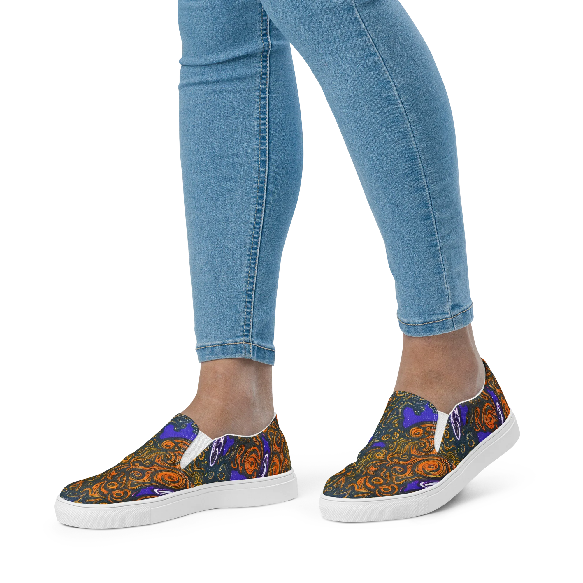 Orbiting Ember on Women's Slip-On Canvas Shoes — Front
