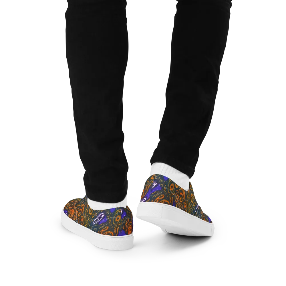 Orbiting Ember on Men's Lace-Up Canvas Shoes — Back