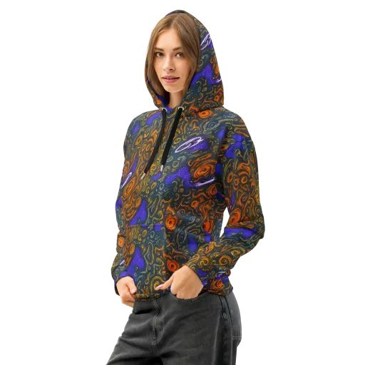 Orbiting Ember on a Cotton Hoodie