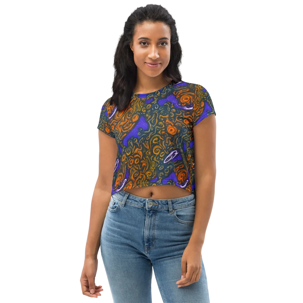 Orbiting Ember on Crop Tee — Front