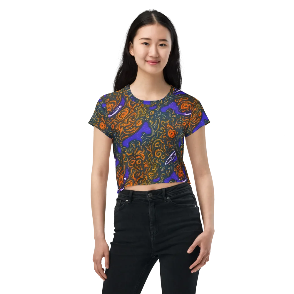 Orbiting Ember on Crop Tee — Front