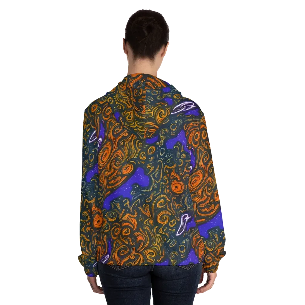 Orbiting Ember on Women's Full-Zip Hoodie — Back On Person
