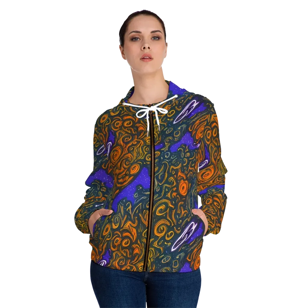 Orbiting Ember on Women's Full-Zip Hoodie — Front On Person
