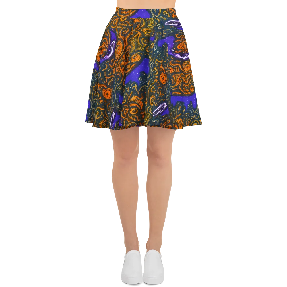 Orbiting Ember on Skater Skirt — Front