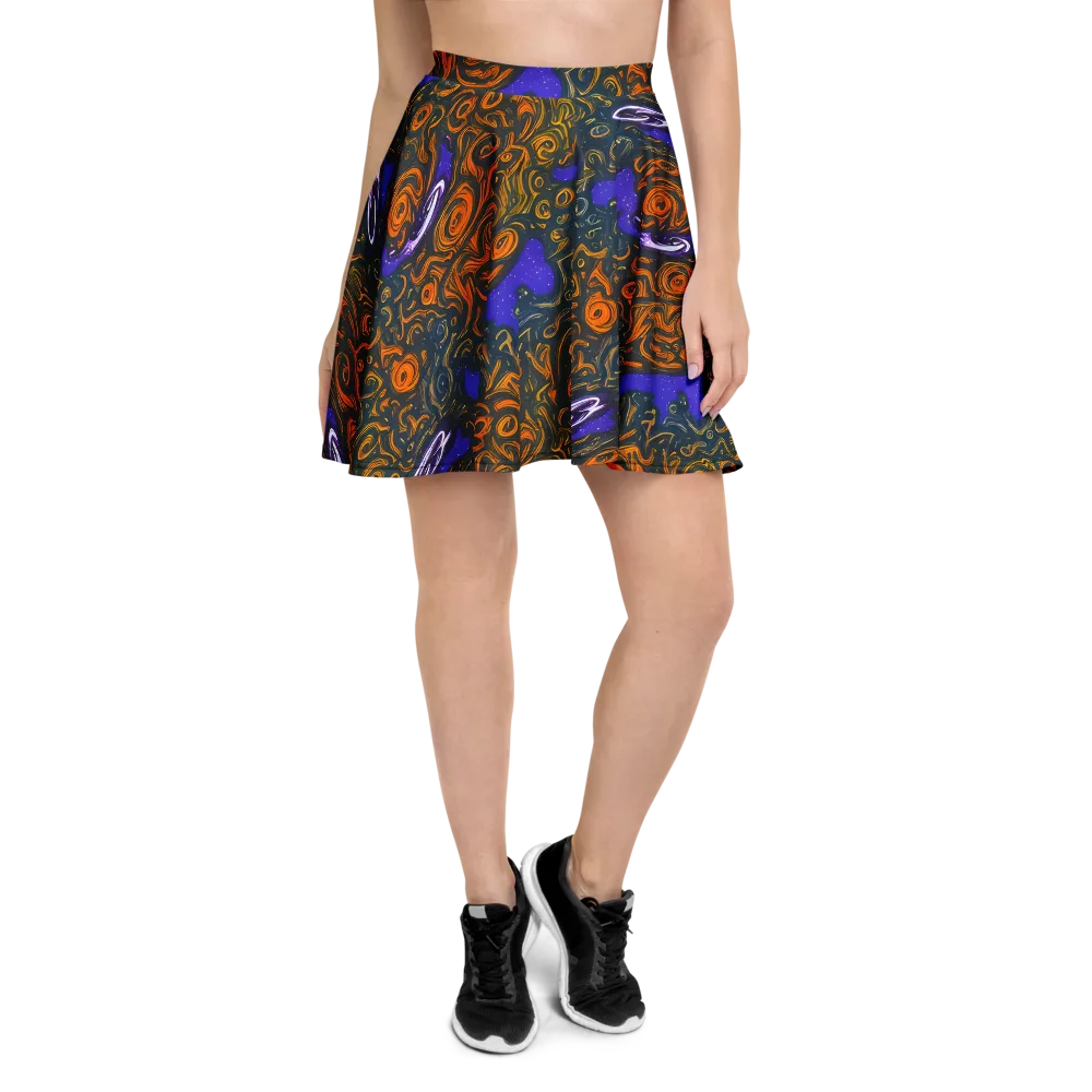 Orbiting Ember on Skater Skirt — Front