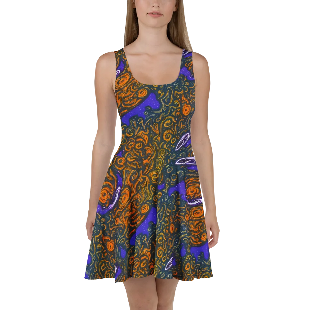 Orbiting Ember on Skater Dress — Front