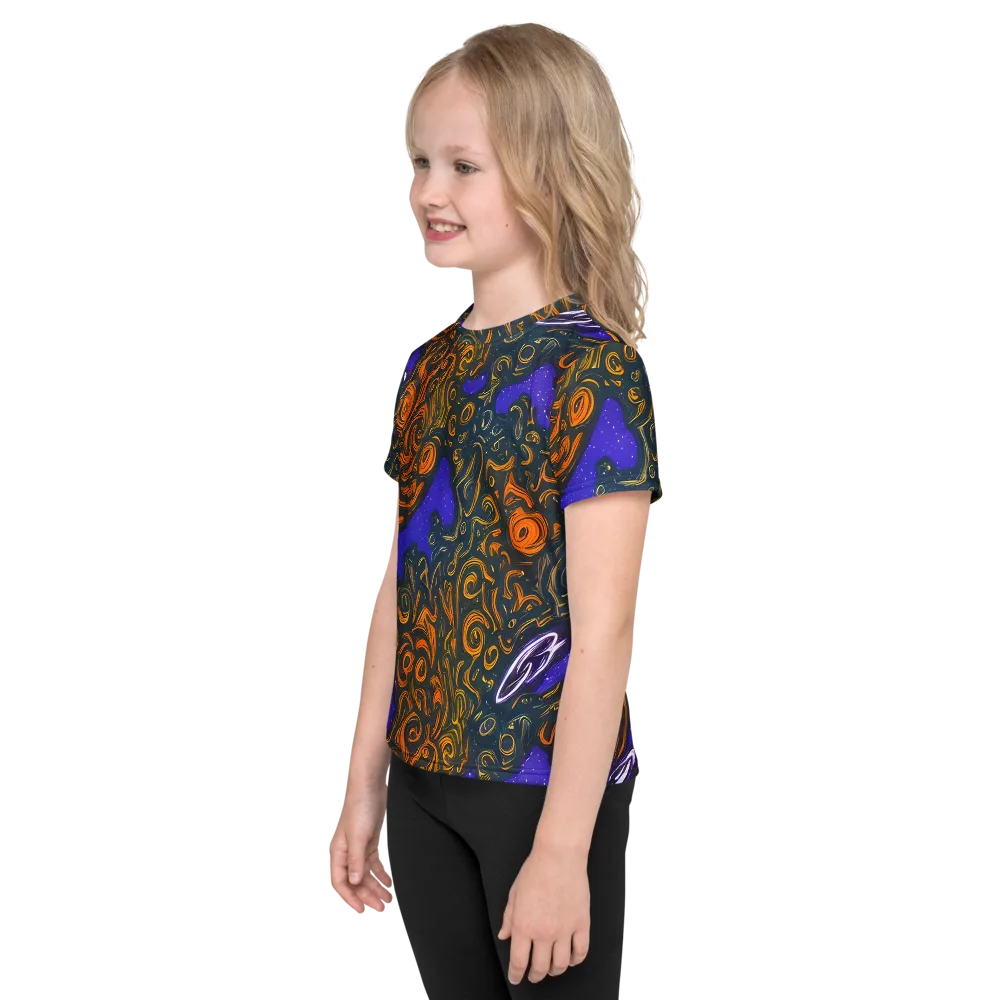 Orbiting Ember on Kids Crew Neck T-Shirt — Left