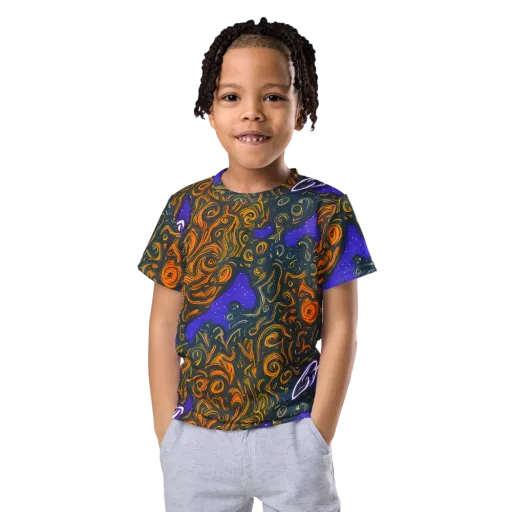 Orbiting Ember on a Kids Crew Neck T-Shirt