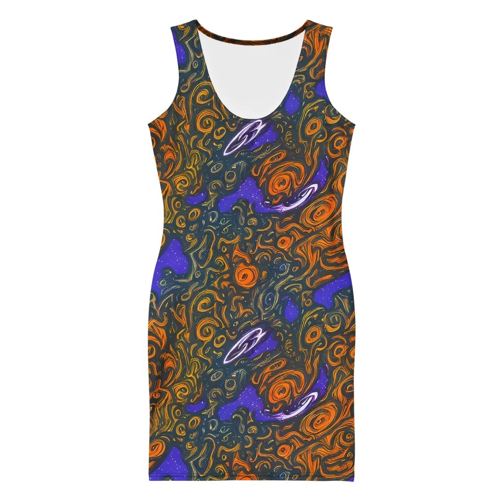 Orbiting Ember on Bodycon Dress — Front
